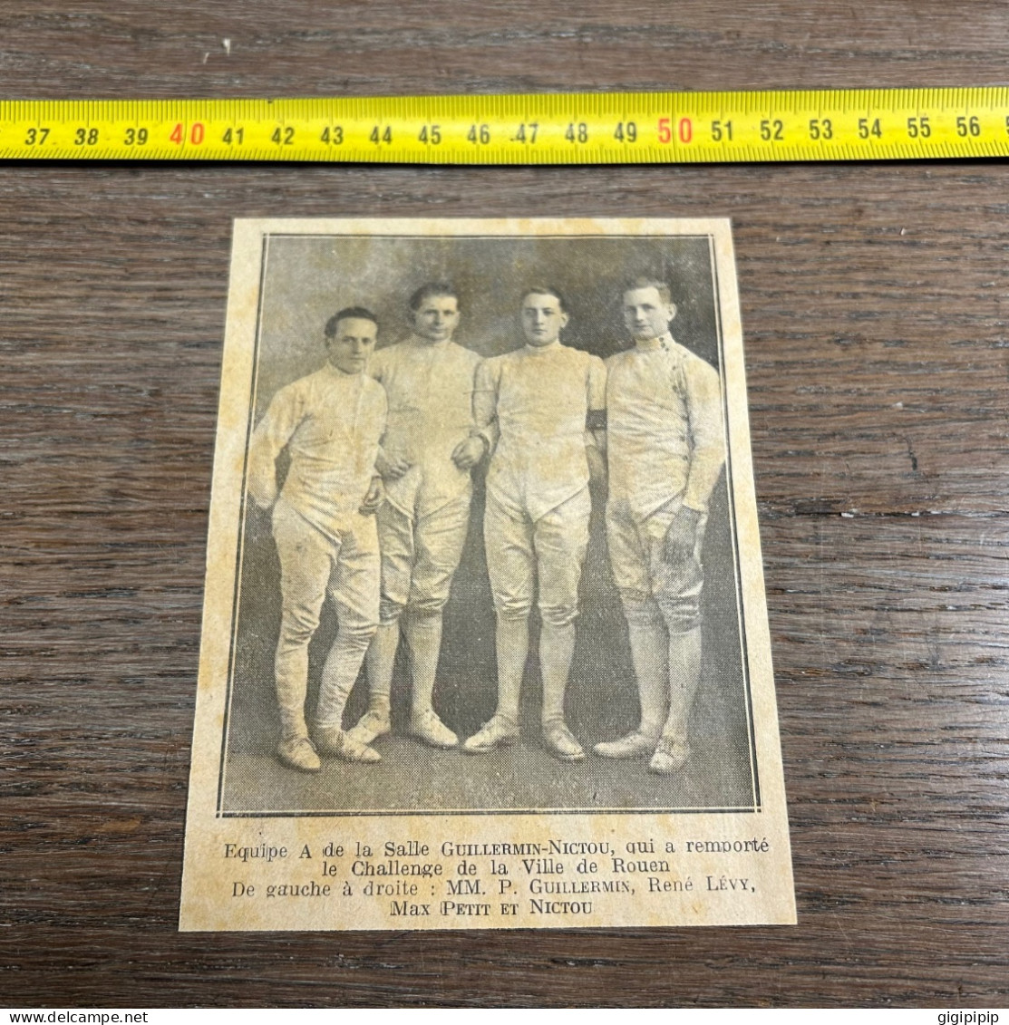 1927 GHI Challenge De La Ville De Rouen Paul GUILLERMIN René LEVY Max PETIT NICTOU épreuve D épée - Collections