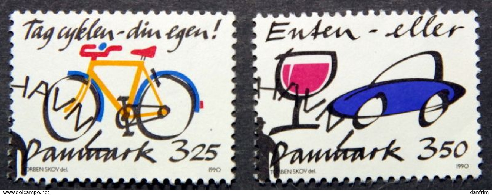 Denmark 1990  MiNr.991-992  Hot Topics Bicycle Theft And Drink Driving   ( Lot K 681 ) - Gebraucht