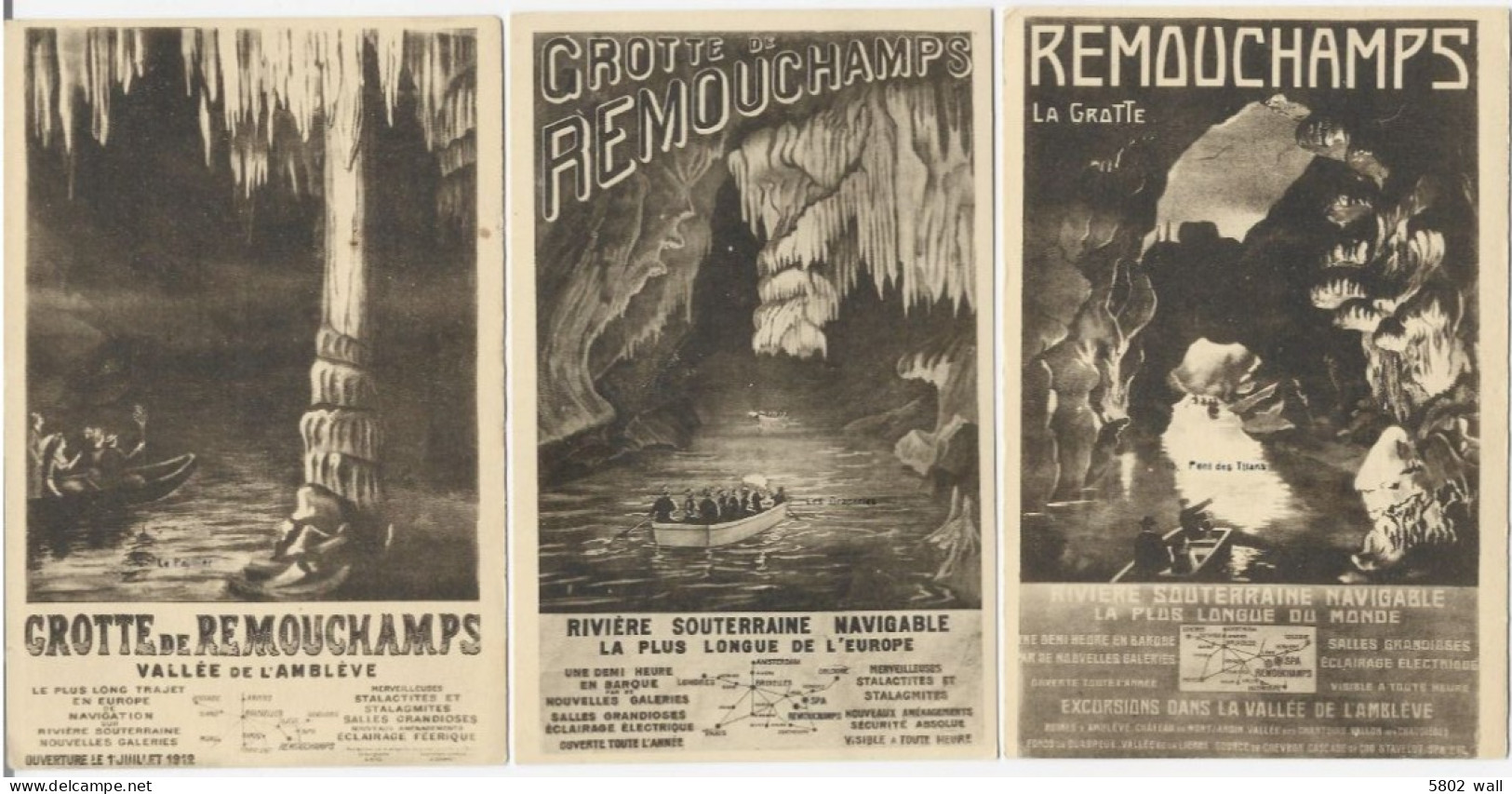 REMOUCHAMPS : La Grotte - Lot De 3 Cartes Publicitaires - Aywaille