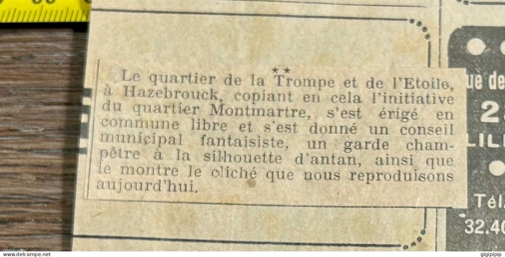 1927 GHI MUNICIPALITÉ ET LE GARDE CHAMPETRE DE LA COMMUNE LIBRE DU QUARTIER DE LA TROMPE ET DE L'ETOILE A HAZEBROUCK - Collections