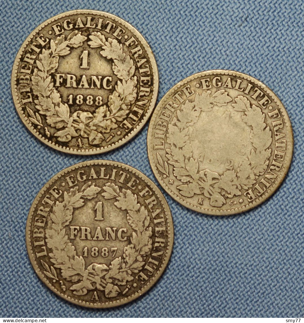 France • 1 Franc Cérès • 3x • 1872 K • 1887 A • 1888 A • [24-339] - 1 Franc