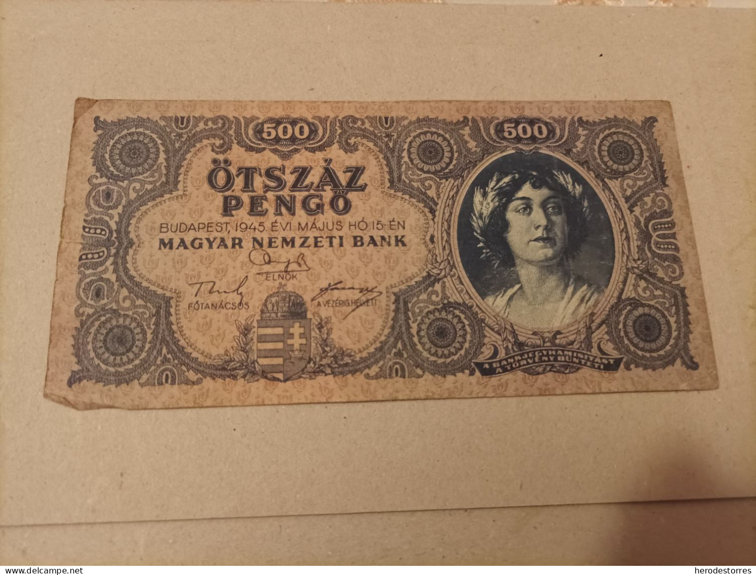 Billete Hungría, 500 Pengo, Año 1945 - Hongrie