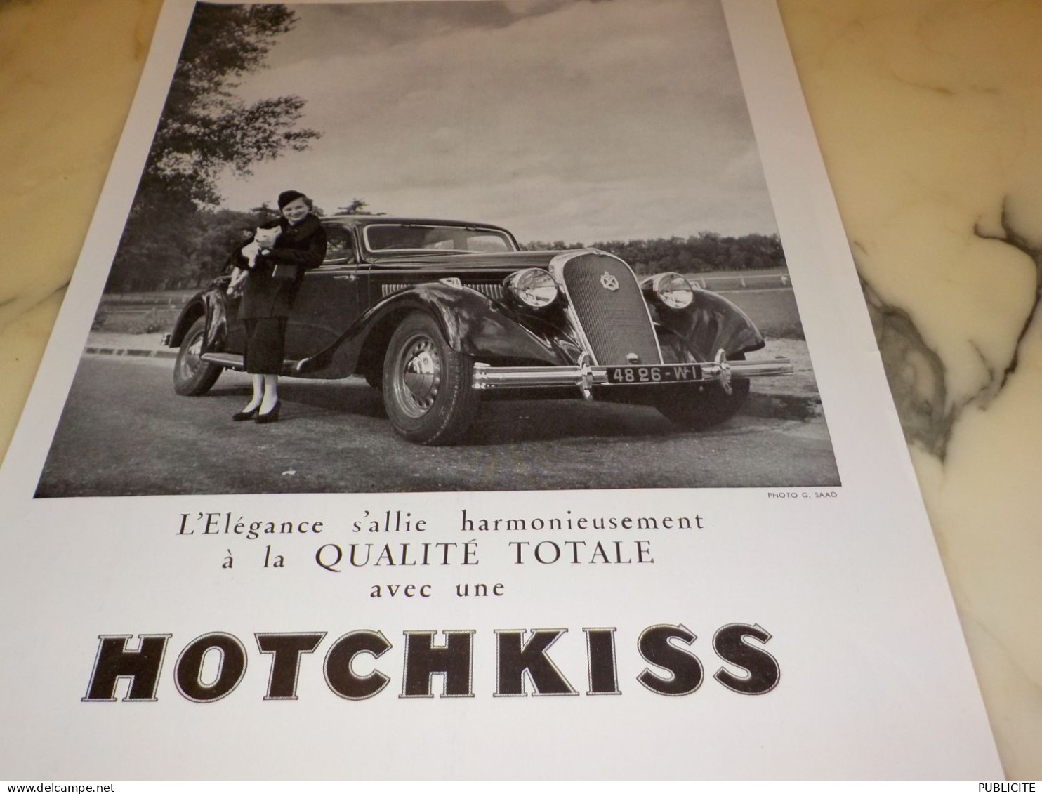 ANCIENNE PUBLICITE QUALITE TOTALE VOITURE DE HOTCHKISS  1936 - Automobili