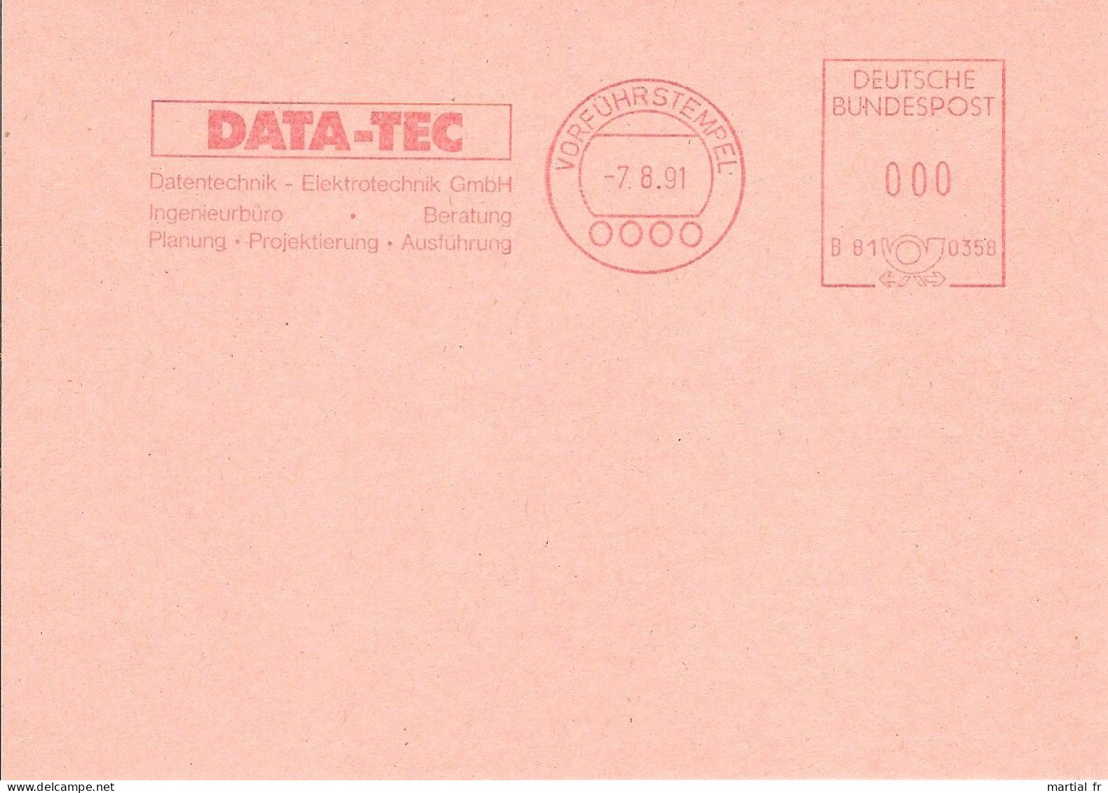 EMA ALLEMAGNE DEUTSCHLAND SPECIMEN  INFORMATIQUE ORDINATEUR COMPUTER INFORMATICA DATA-TEC DATEN DONNEES DATA - Informatik