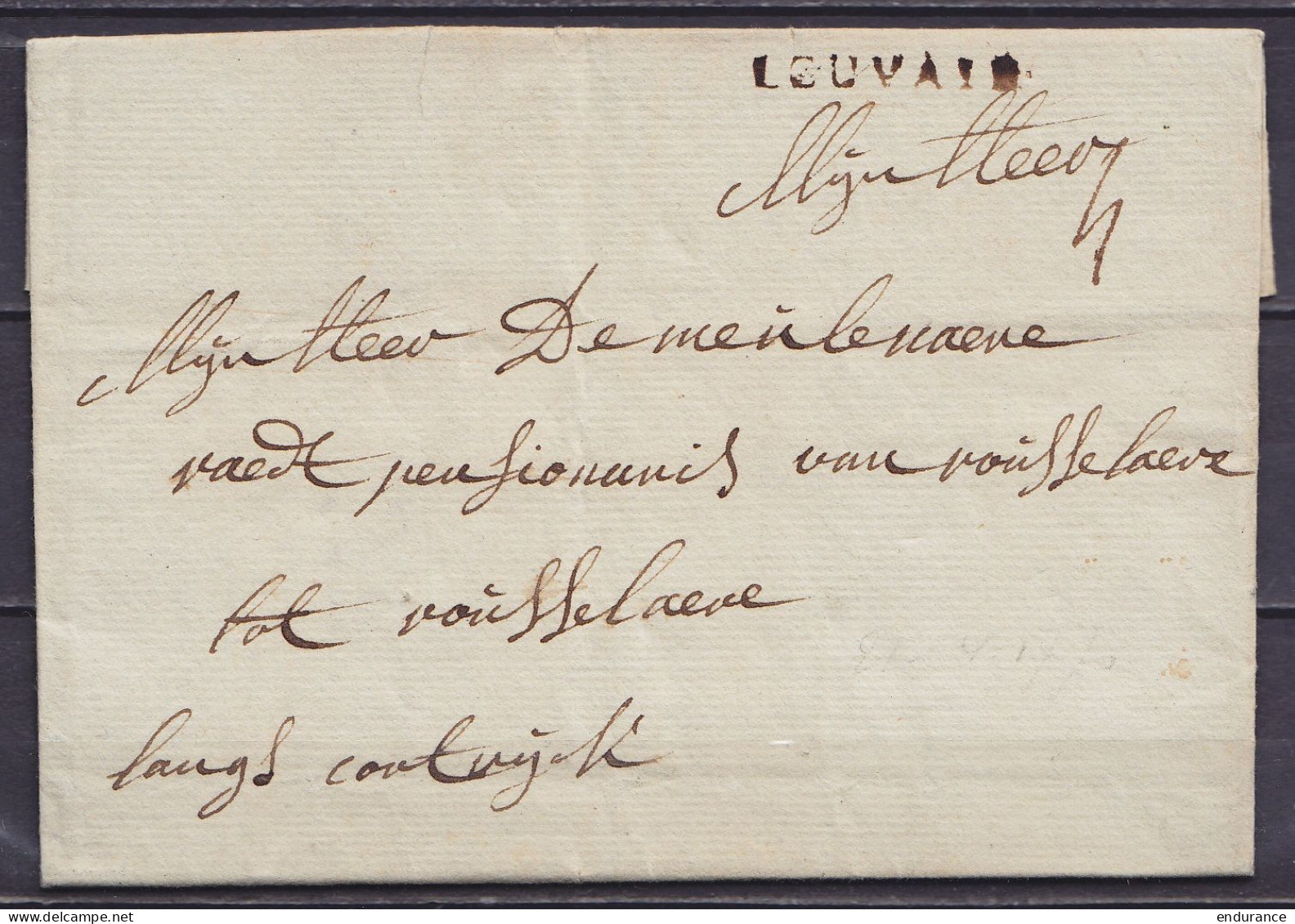 L. Datée 21 Avril 1770 De LEUVEN Pour ROUSSELAERE (Roeselaere) Langs Cortrijk - Griffe "LOUVAIN" - Port "4" - 1714-1794 (Pays-Bas Autrichiens)