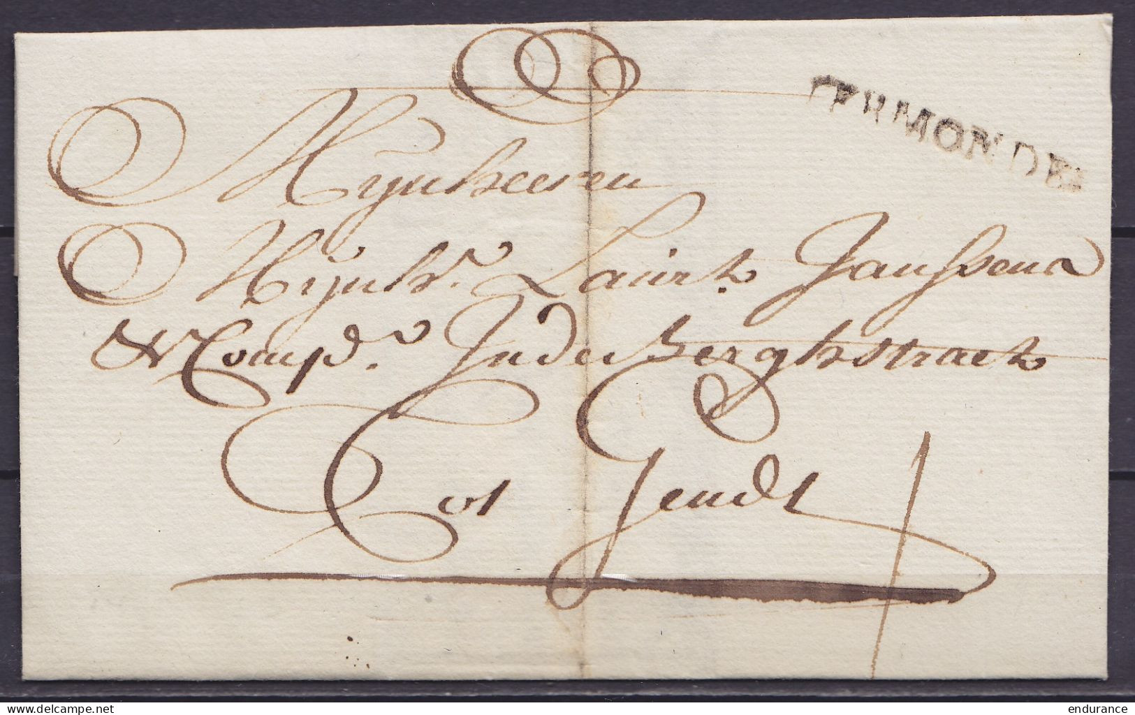 L. Datée 14 Juin 1783 De DENDERMONDE Pour GENDT (Gand) - Griffe "TERMONDE." - Port "1" - 1714-1794 (Paesi Bassi Austriaci)