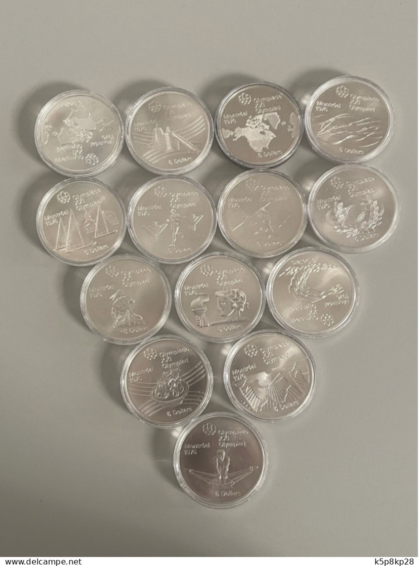 1976 Olympics Canada Silver Coins, 14 $5 Coins, Full Set, $35 Each - Canada