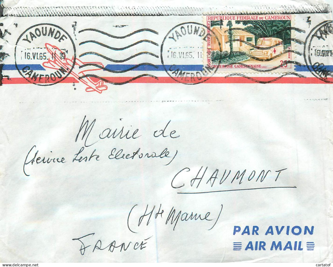 CAMEROUN Timbre 25 F  Sur Enveloppe Par Avion  - Kamerun (1960-...)