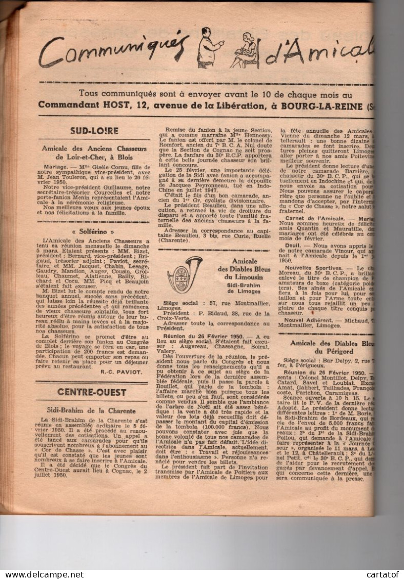 LE COR DE CHASSE N°4 Avril 1950 . Revue De La Fédération Nationale Des Anciens Chasseurs à Pied Alpins Cyclistes Portés  - Français