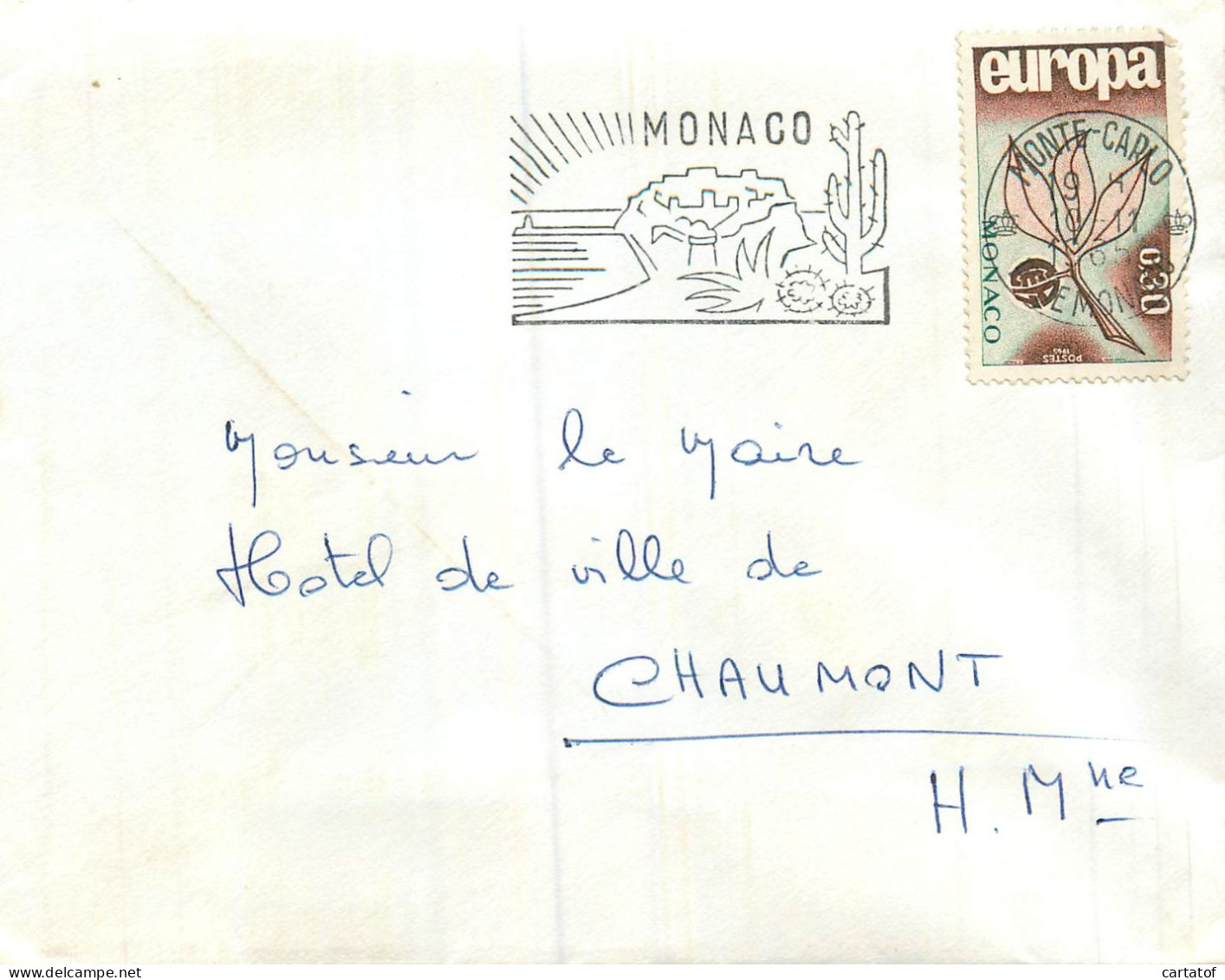 MONACO .  Timbre EUROPA 0,30 Sur Enveloppe  - Used Stamps