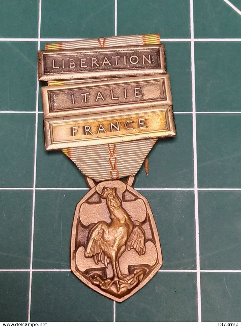 MEDAILLE COMMEMORATIVE GUERRE 1939/1945, AGRAFES FRANCE, ITALIE (RARE), LIBERATION - Frankrijk