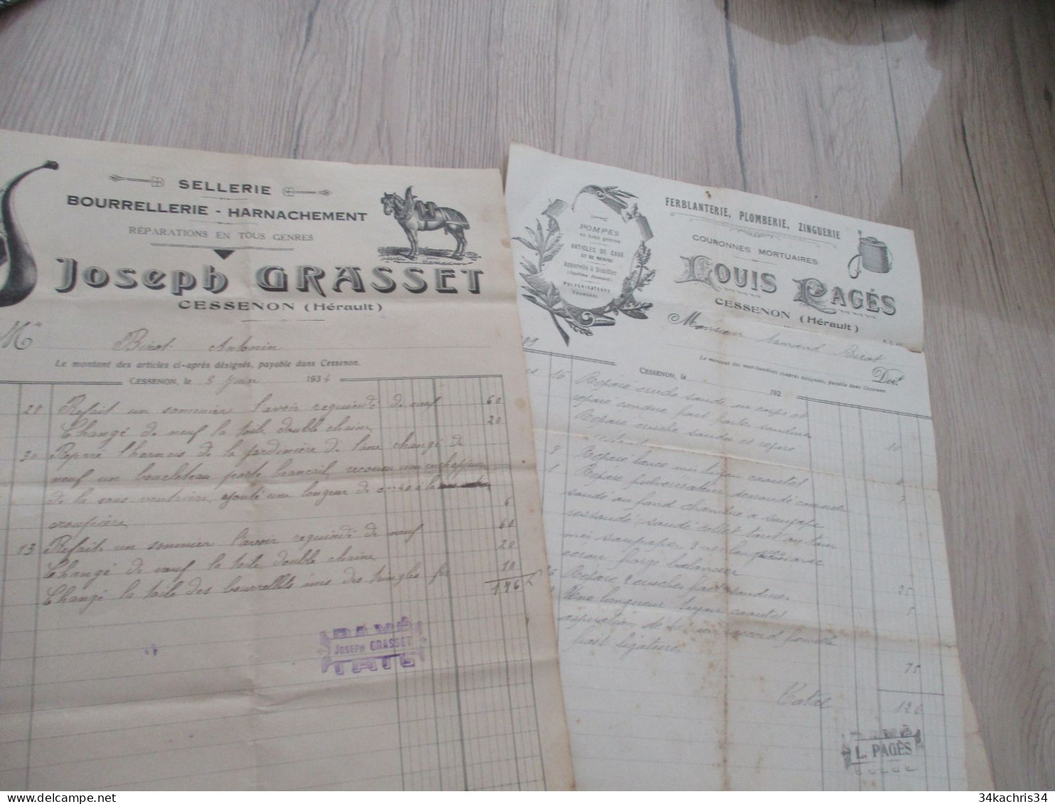 Cessenon Sur Orb Lot 14 Documents Originaux Dont  Facture Carnet Viticulture Agriculture Autres Même Provenance - Autres & Non Classés