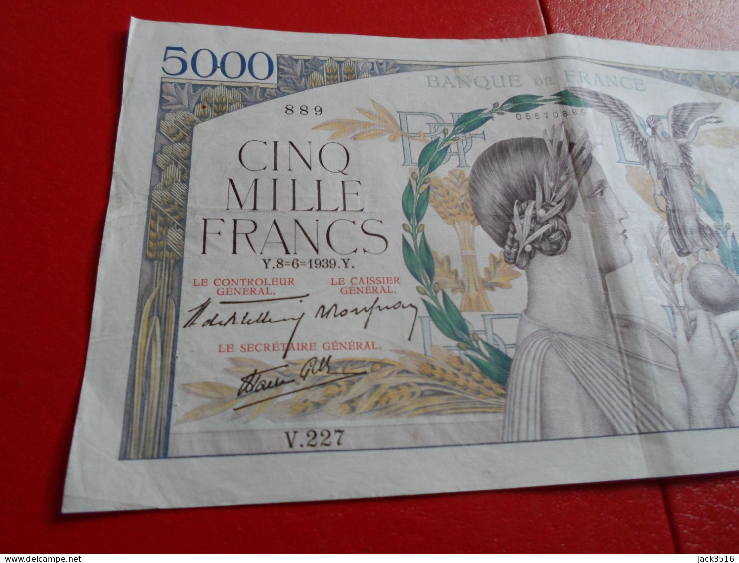 France: 3 billets de 5000 francs victoire 1939 no se suivent rare lire descript