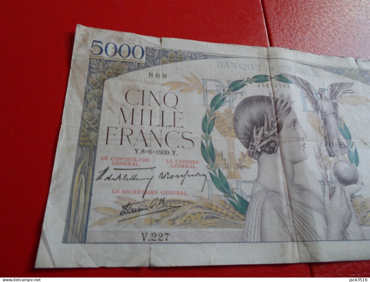 France: 3 billets de 5000 francs victoire 1939 no se suivent rare lire descript