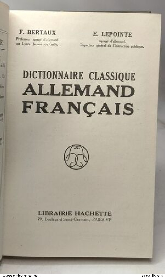 Dictionnaire Allemand Francais - Wörterbücher