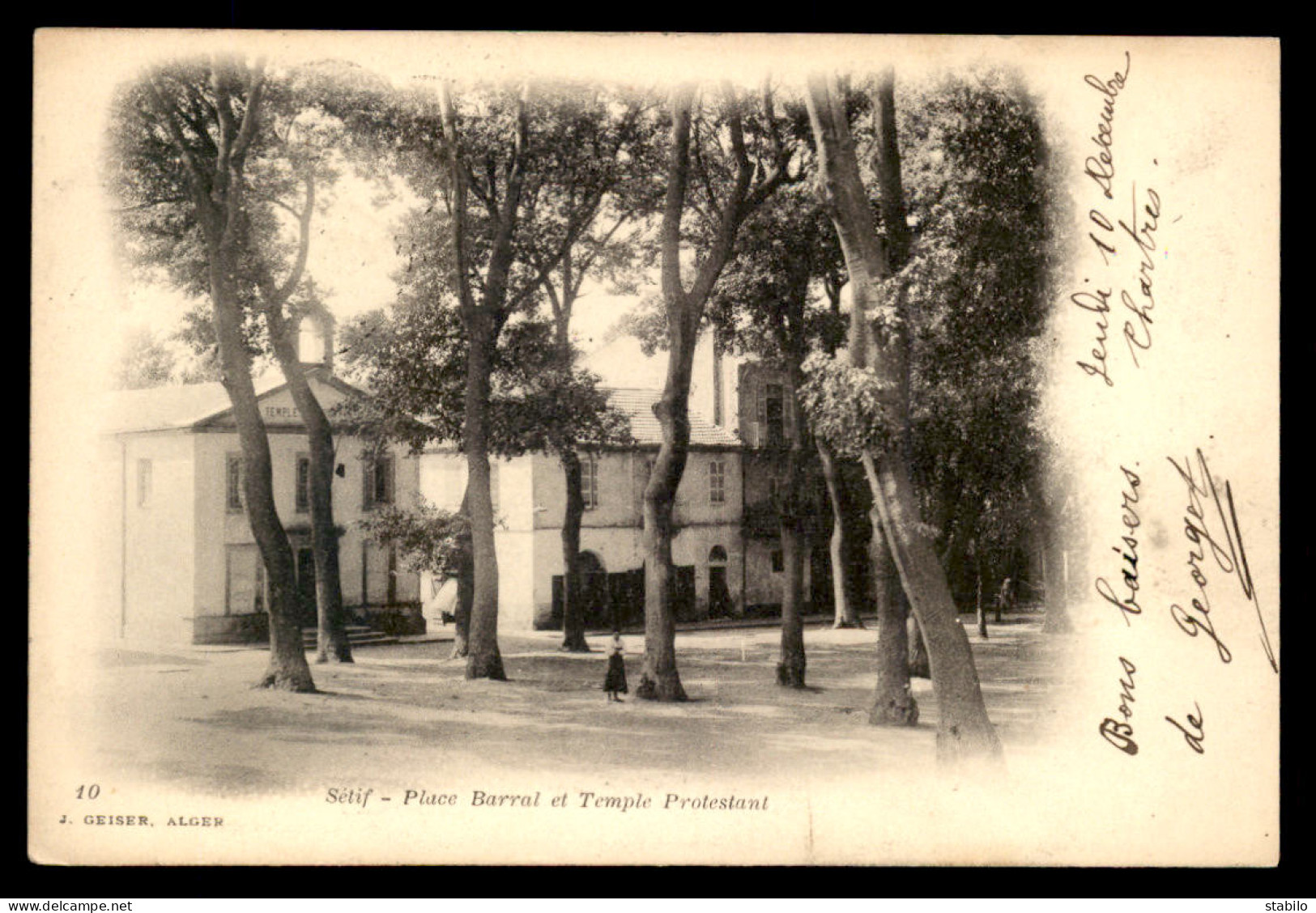 ALGERIE - SETIF - PLACE BARRAL ET TEMPLE PROTESTANT - Setif