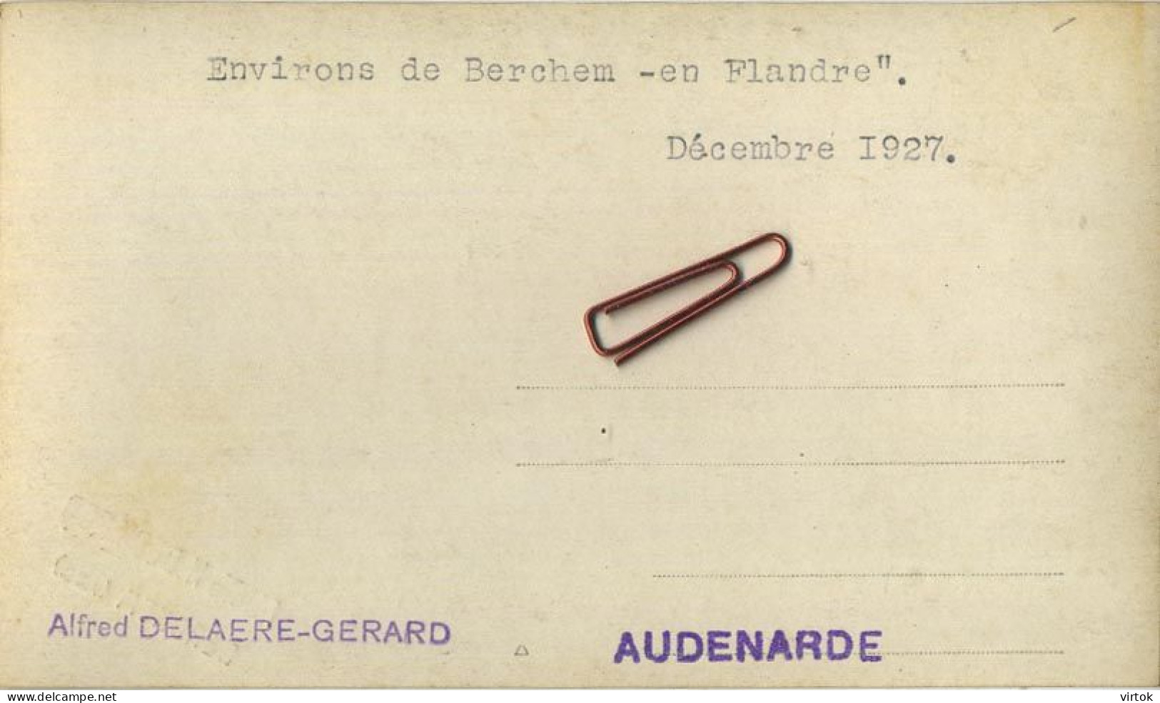 Berchem  En Flandre 1927   :  Fotokaart :   Foto Alfred Delaere-Gerard  Oudenaarde - Kluisbergen