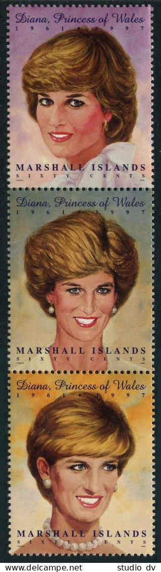 Marshall 645 Ac Vertical Strip,MNH.Michel 873-875. Diana,Princess Of Wales,1997. - Marshall
