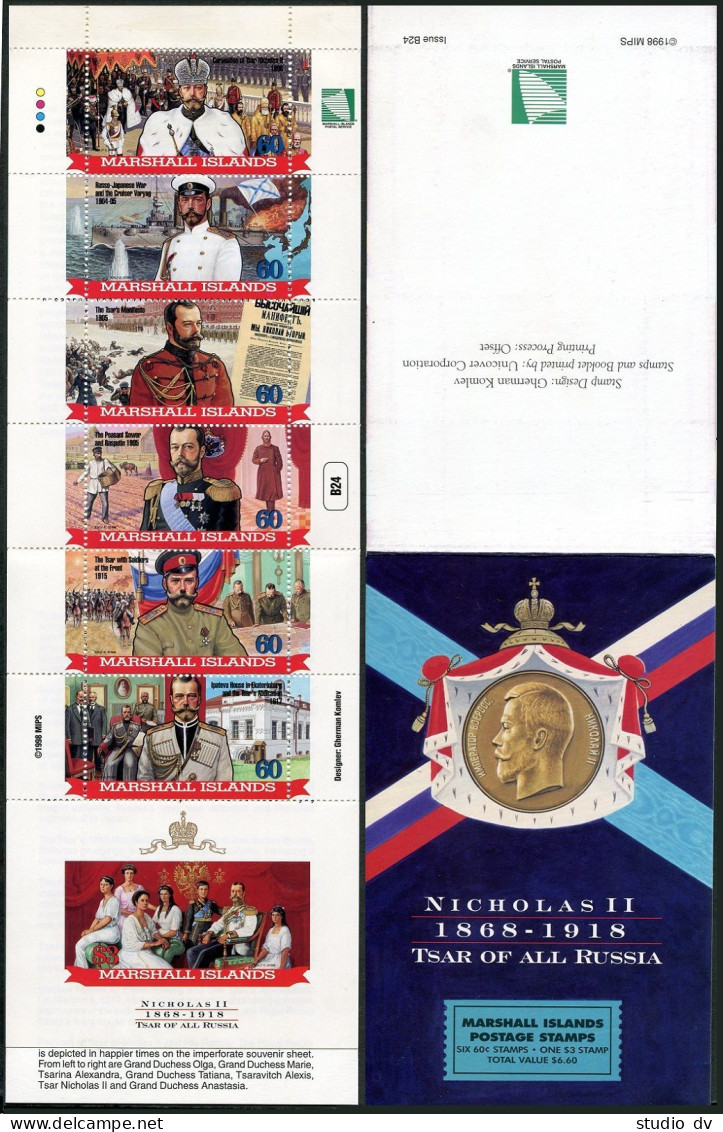 Marshall 658-664a Booklet,MNH. Russian Czar Nicholas II.1998.Russo-Japanese War, - Marshallinseln