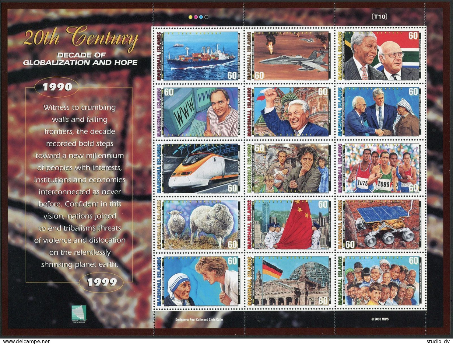 Marshall 730 Ao Sheet,MNH.Mi 1303-1317 Zd-bogen. Events Of 20th Century,2000. - Islas Marshall