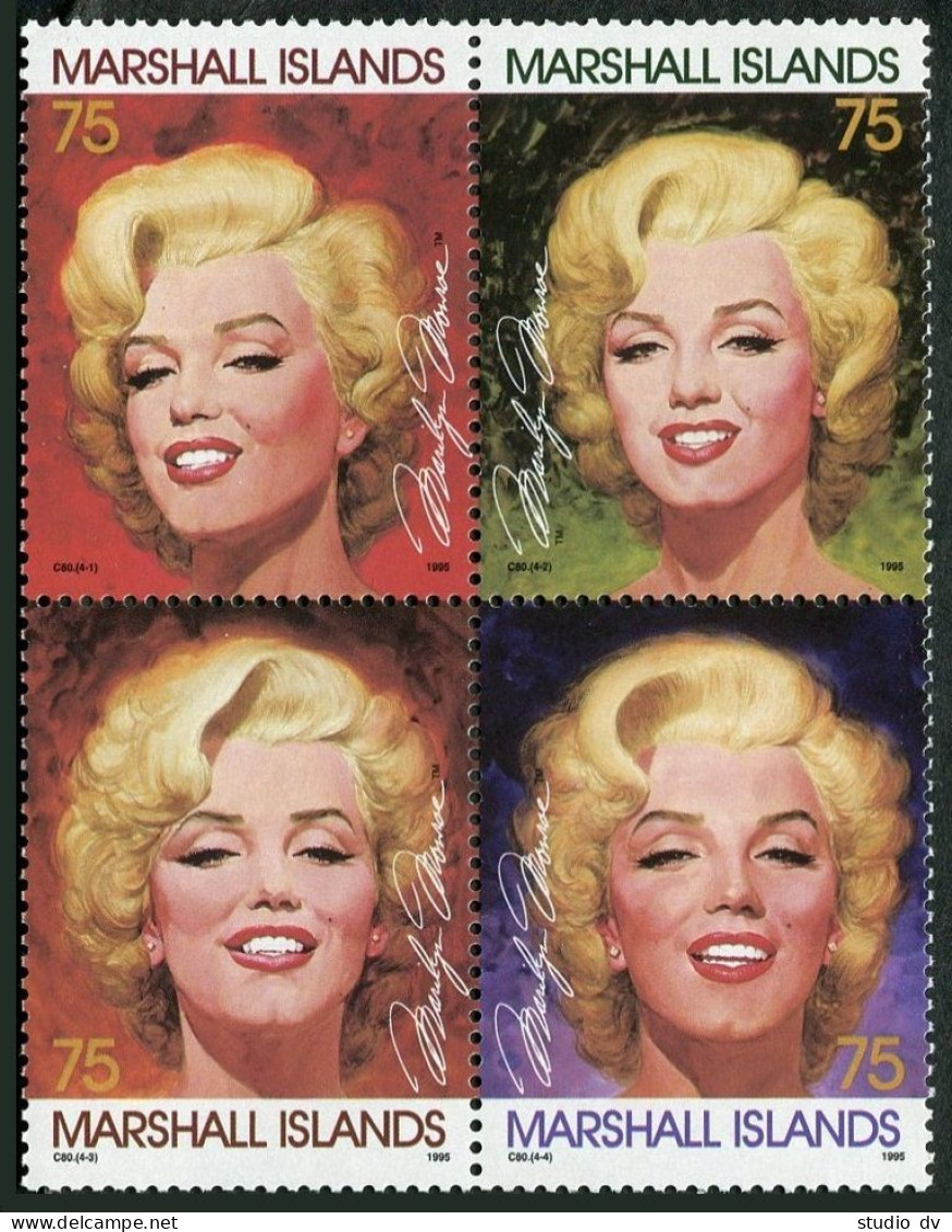 Marshall 592 Ad-block, MNH. Michel 593-596. Marilyn Monroe, Actress, 1995. - Marshall