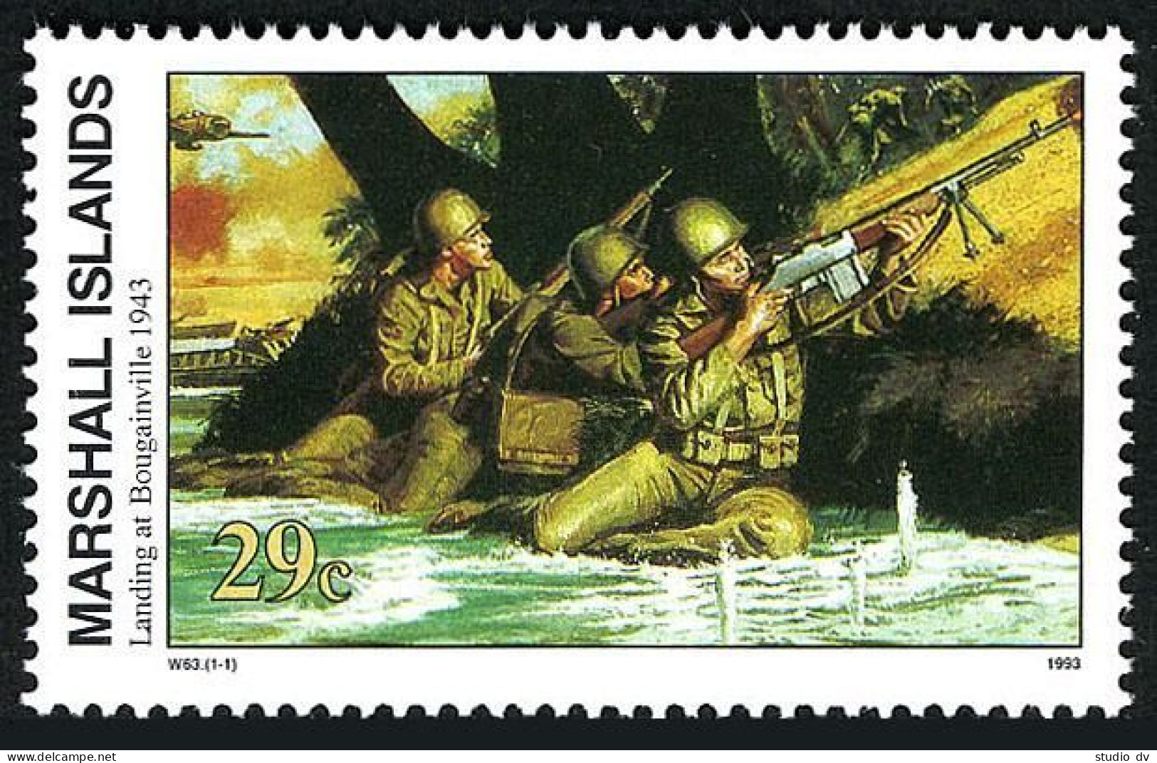 Marshall 473,MNH.Mi 494. WW II,Landing On Bougainville, Nov.1,1943,1993. - Islas Marshall