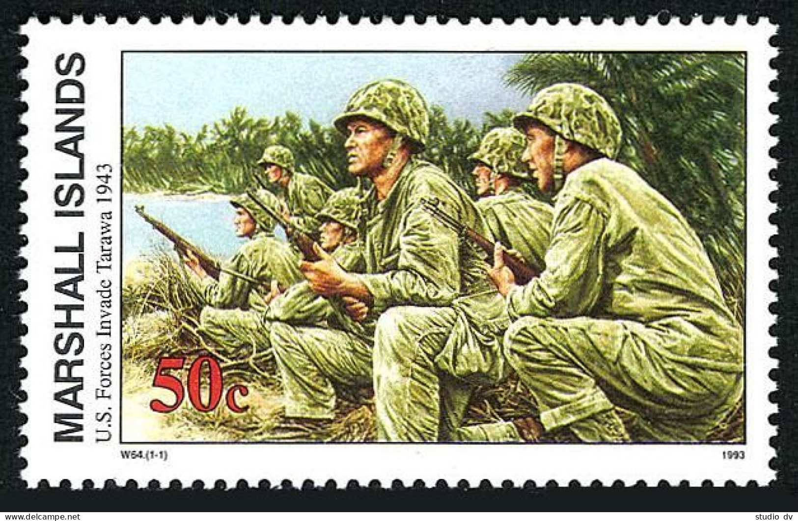 Marshall 474, MNH. Michel 495. WW II, Invasion Of Tarawa, Nov.20, 1943, 1993. - Marshall