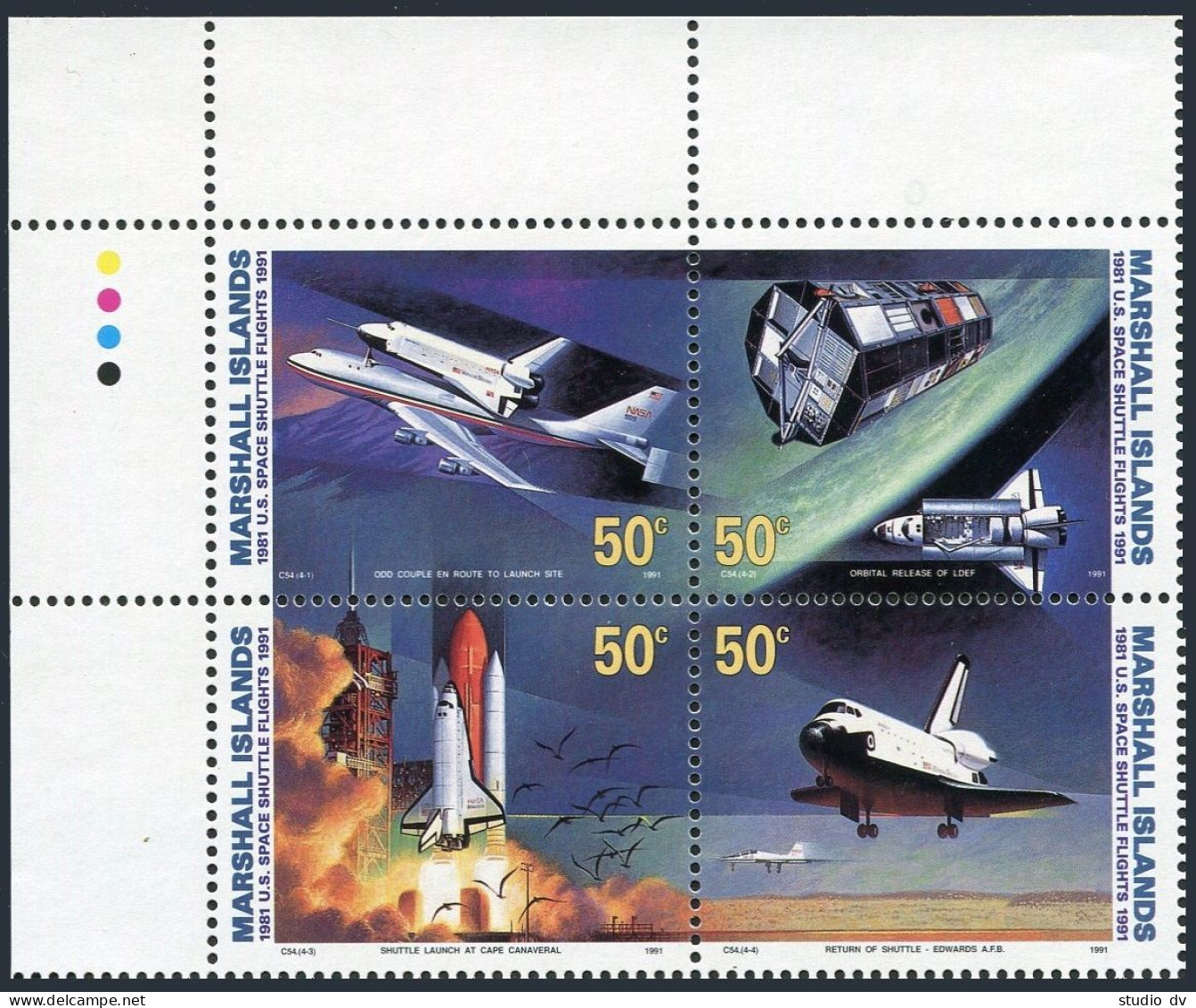 Marshall 391-394a, MNH. Mi 349-352. Space Shuttle Flights 10th Ann. 1991. - Marshall