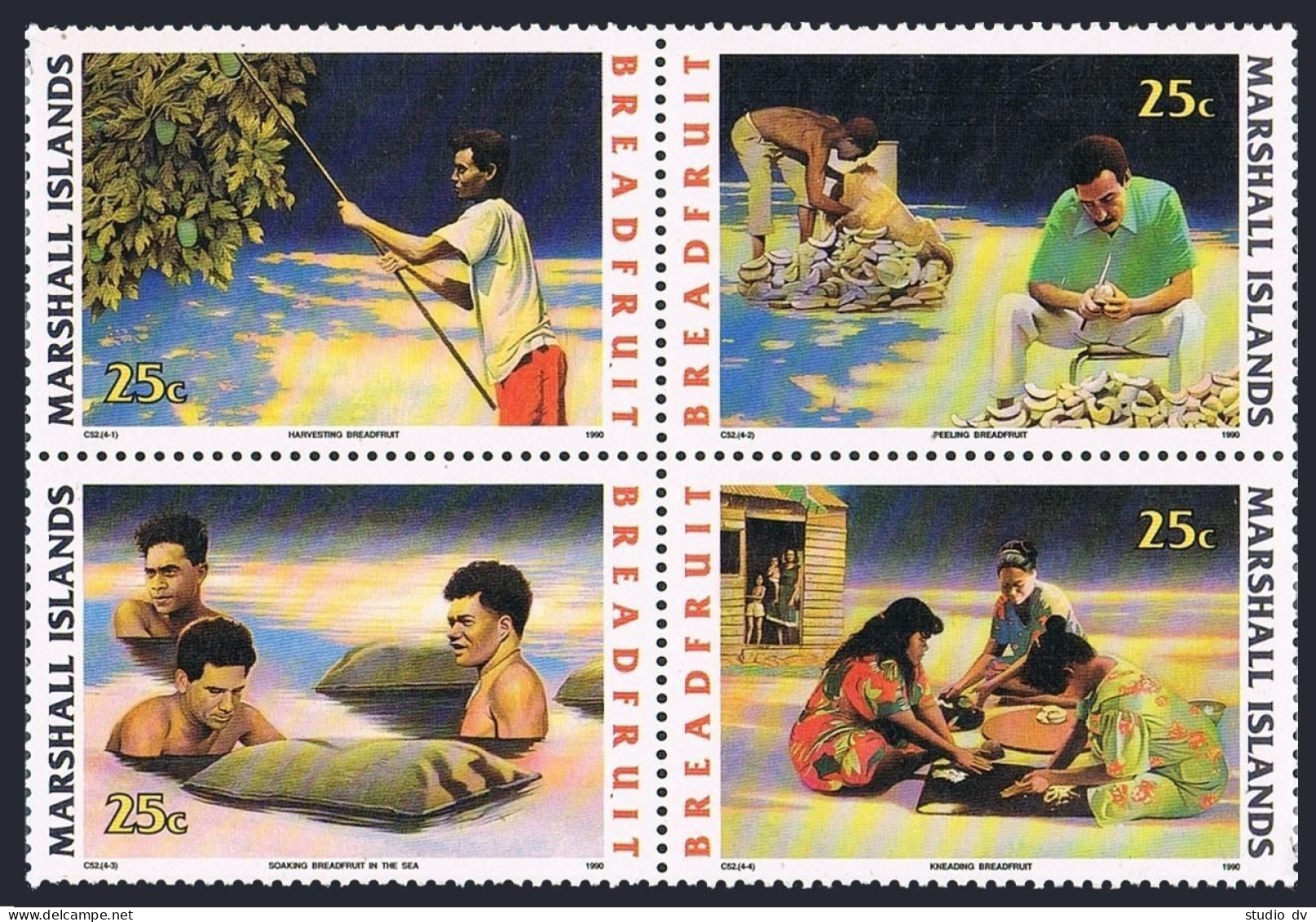Marshall 387-390a Block, MNH. Michel 334-337. Breadfruit Agriculture, 1990. - Marshall