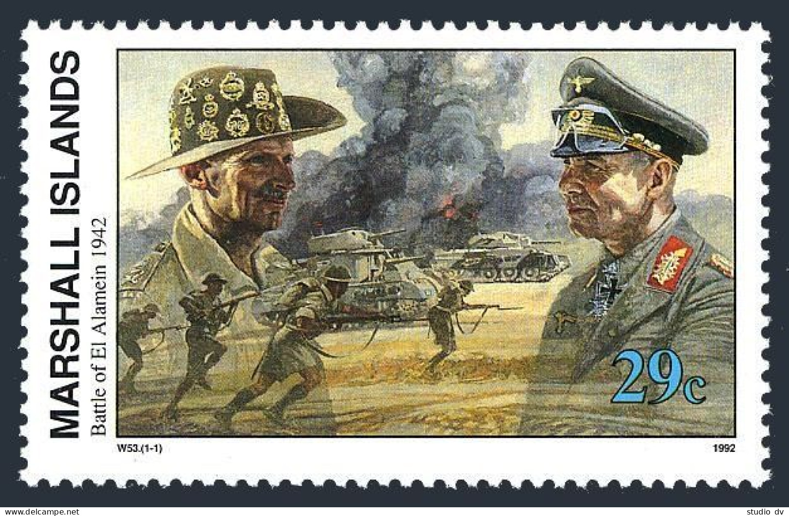 Marshall 326, MNH. Mi 444. WW II, Battle Of El Alamein 10.23.1942, 1992 - Marshall