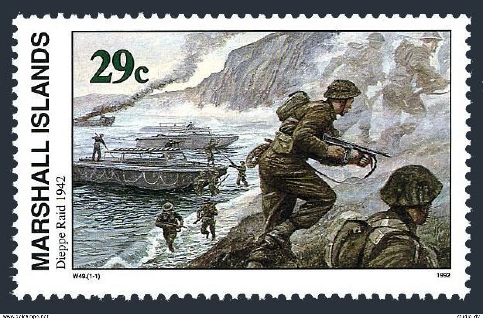 Marshall 322, MNH. Mi 436. WW II, Dieppe Raid, August 19,1942. 1992. - Marshall