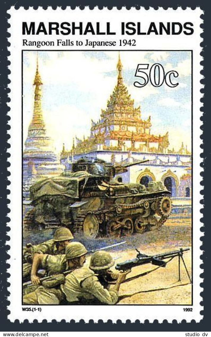 Marshall 301, MNH. Mi 403. WW II, Rangoon Falls To Japanese, 03.08.1942. 1992. - Marshall
