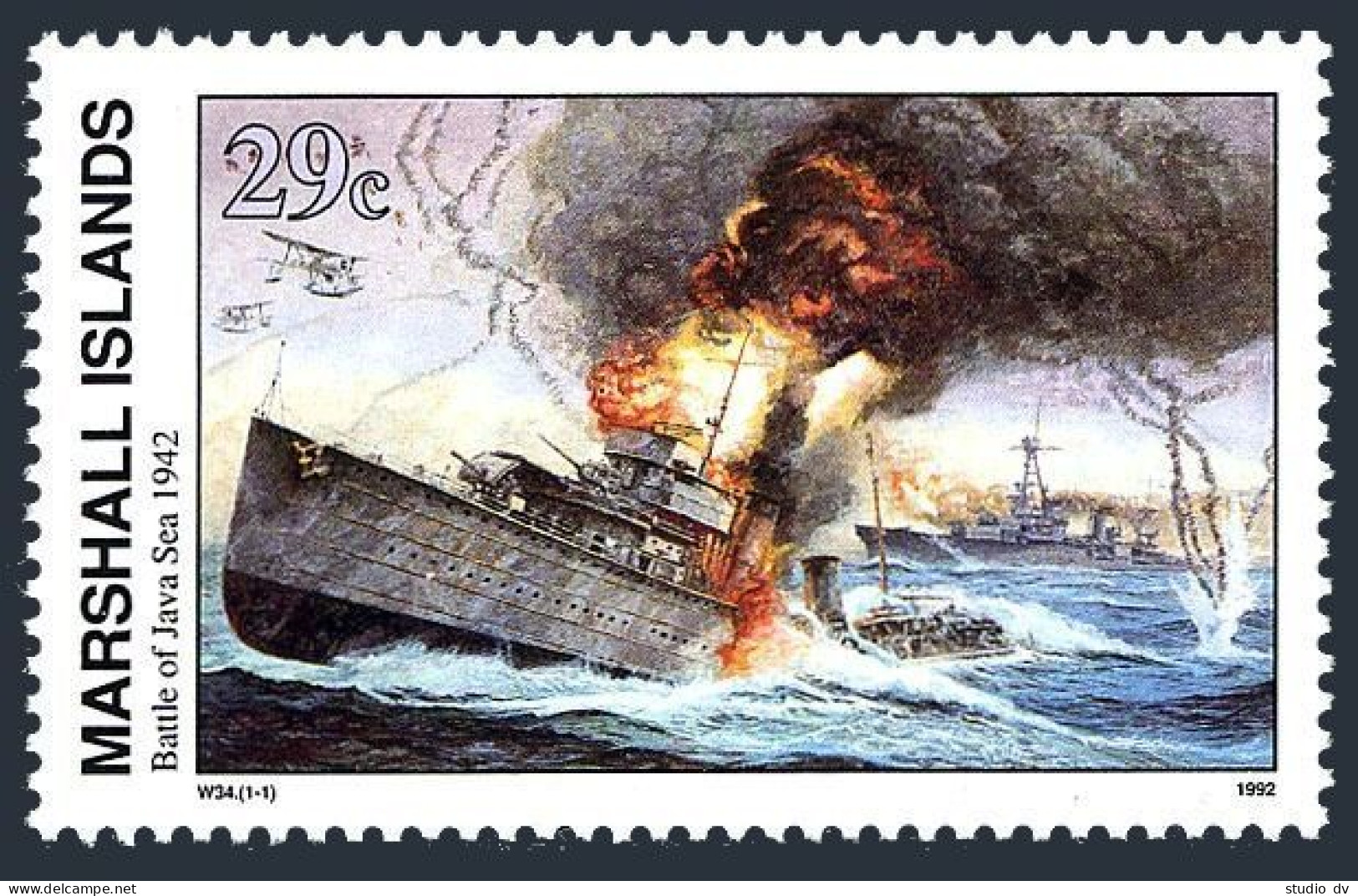 Marshall 300, MNH. Mi 402. WW II, Battle Of Java Sea, 02.27.1942, 1992. - Marshall
