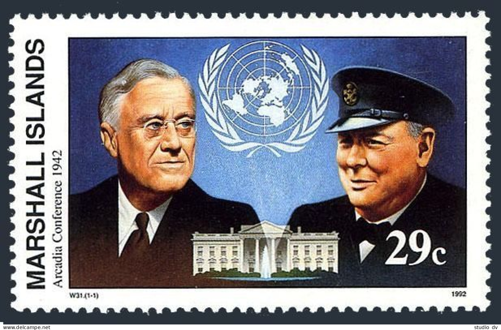 Marshall 297, MNH. Mi 395. WW II Arcadia Conference, 01.01.1942, 1992 - Islas Marshall