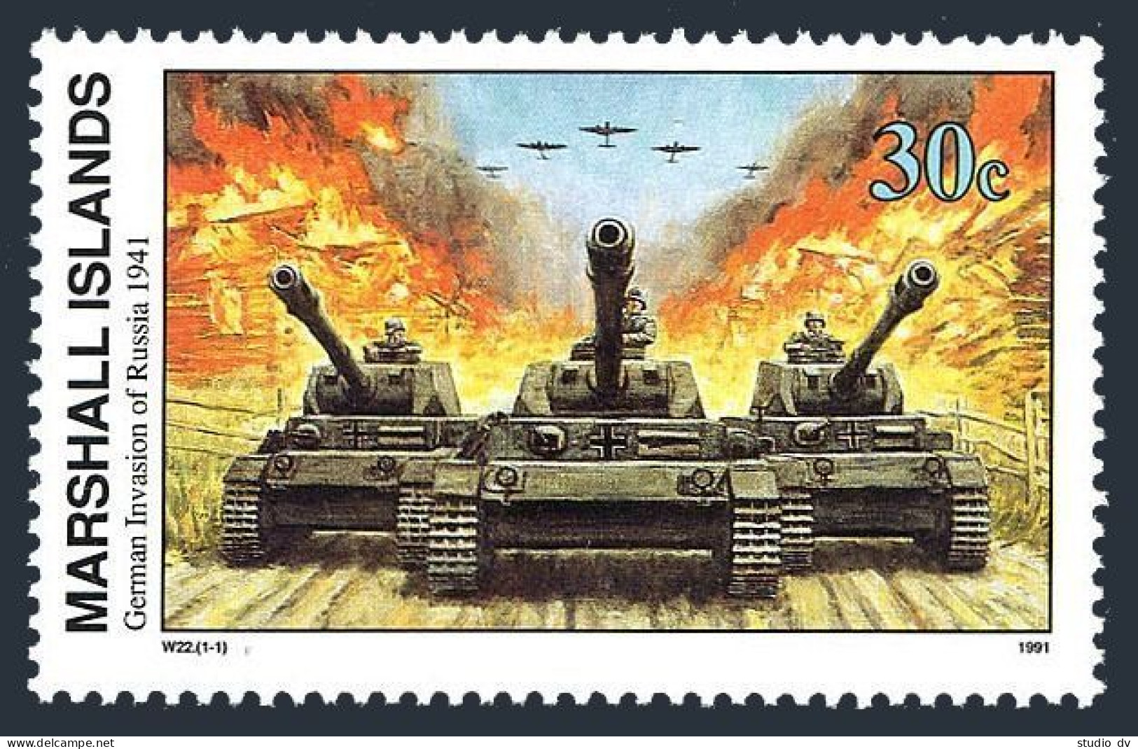 Marshall 282,MNH.Mi 361. WW II,Germany Invades Russia,June 22,1941,1991. - Marshall