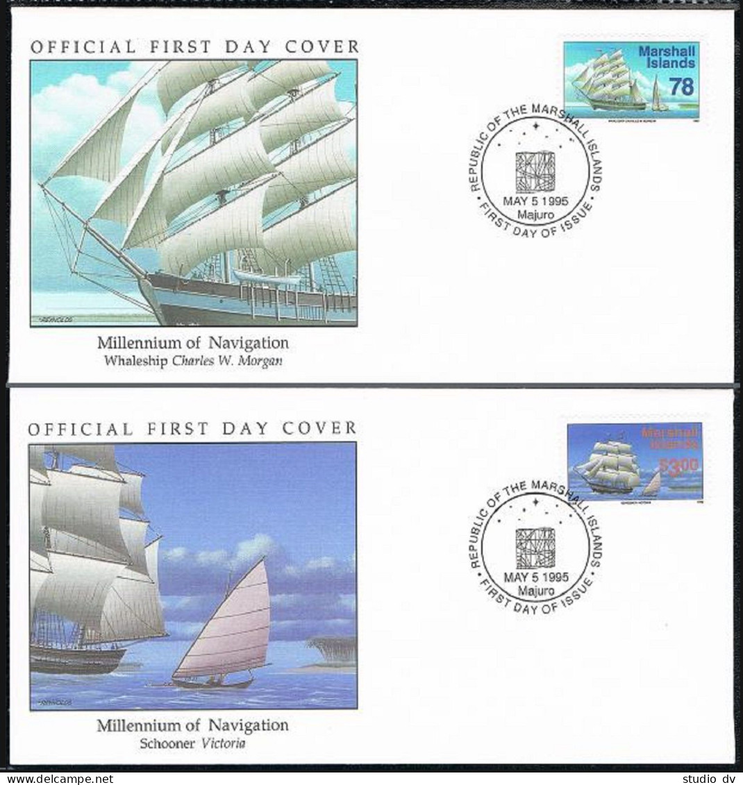Marshall 450,458,460,466,FDC.Michel 579-582. Sailing Ships,Island Transport,1995 - Islas Marshall
