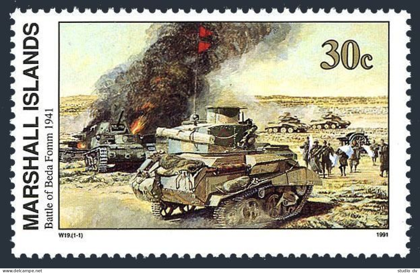 Marshall 275, MNH. Mi 342. WW II, Battle Of Beda Fomm, Feb.7, 1941.1991. - Marshallinseln