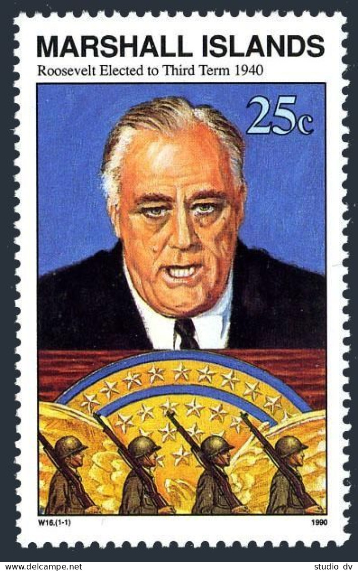 Marshall 266, MNH. WW II, Franklin D. Roosevelt, 3rd Term, 1940. 1990 - Marshall Islands