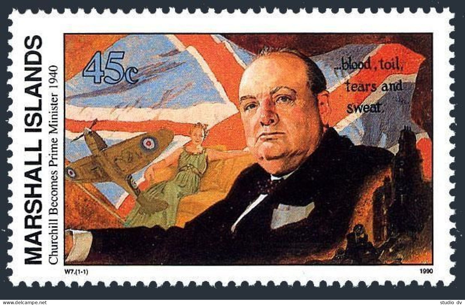 Marshall 251,MNH. Mi 302.WW II,W.Churchill Becomes Prime Minister,May 1940,1990. - Marshall Islands