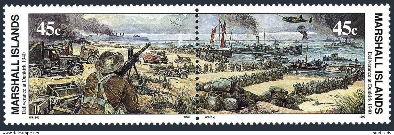 Marshall 252-253a Pair,MNH. Mi 305-306. WW II, Evacuation Of Dunkirk,06.04,1940. - Marshall