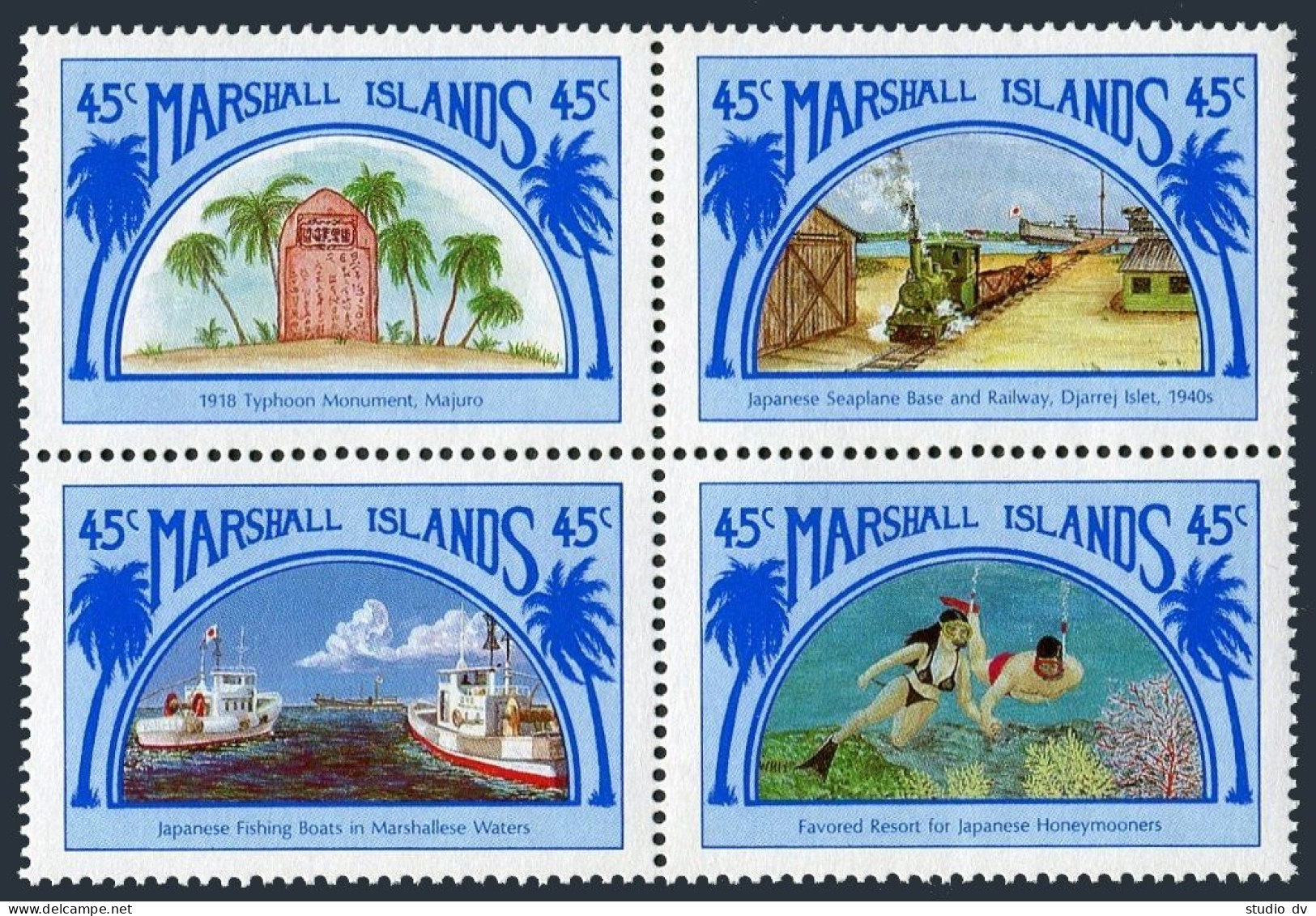 Marshall 209-212a, MNH. Mi 204-207. Railway, Fishing Boats, Scuba Diving, 1989. - Marshall Islands