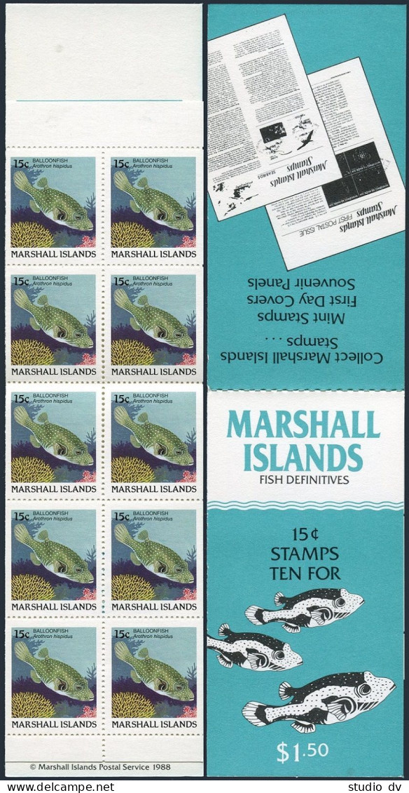 Marshall 171a Booklet, MNH. Marine Life, 1989. Balloon-fish. - Islas Marshall