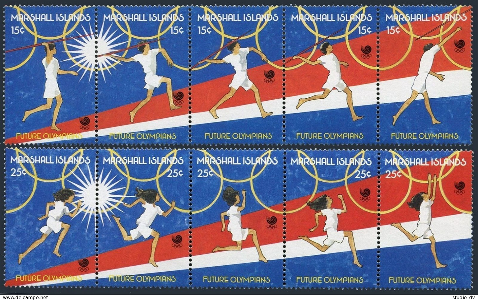 Marshall 188-189 Strips, MNH. Mi 162-171. Olympics Seoul-1988. Javelin, Running. - Marshallinseln
