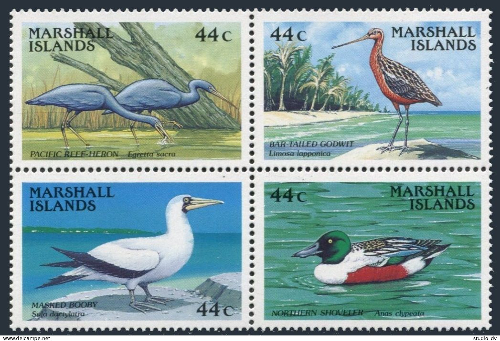 Marshall 164-167a, MNH. Michel 146-149. Marine Birds 1988. Heron, Godwit, Booby, - Marshall Islands
