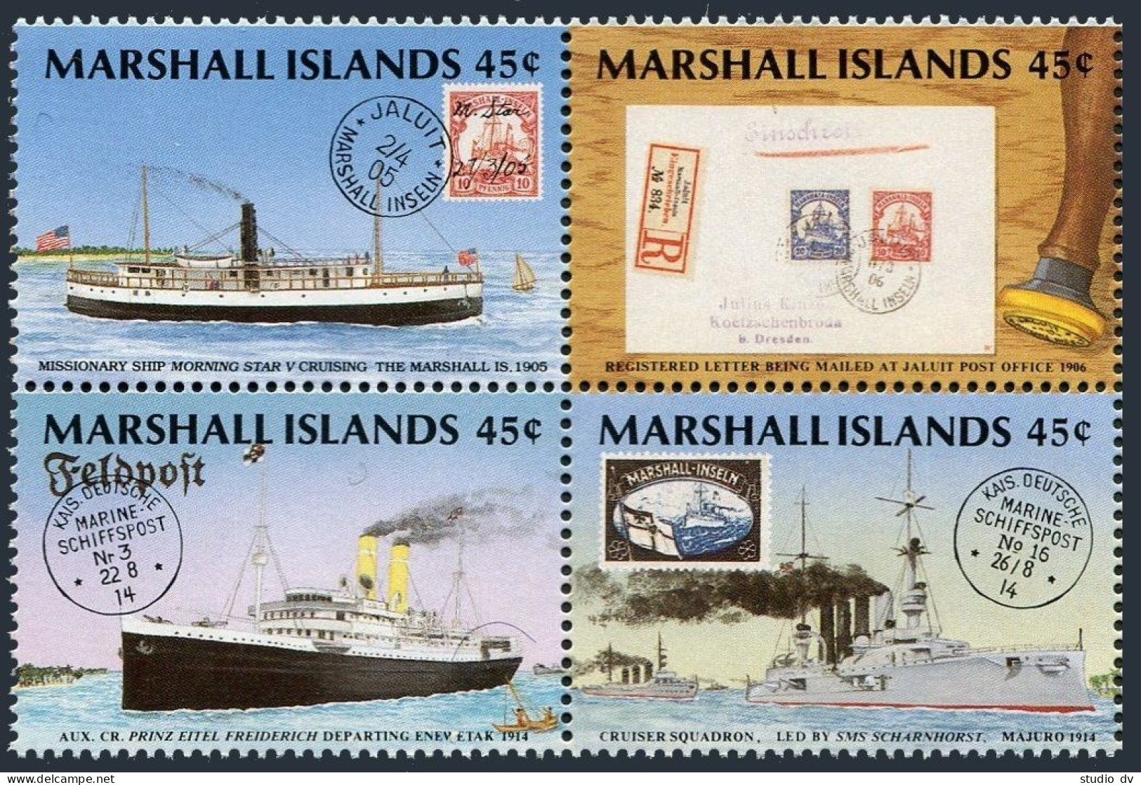 Marshall 226-229a,231,MNH. Michel 226-229,Bl.6. PHILEXFRANCE-1989.Ships,Stamps. - Islas Marshall