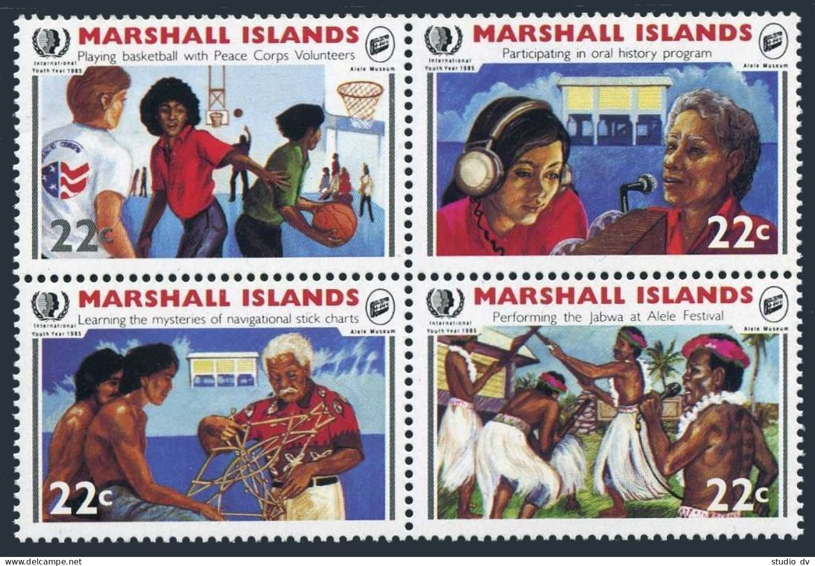 Marshall 78-81a,MNH. Mi 54-57. Youth Year IYY-1985. Peace Corp.Basketball, Dance - Marshall Islands