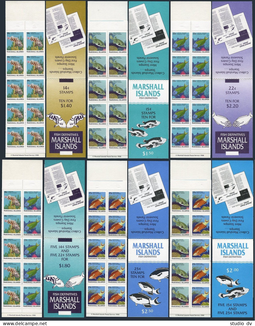 Marshall 170a-174b, Six Booklets, MNH. Marine Life, Fish. 1989. - Marshallinseln