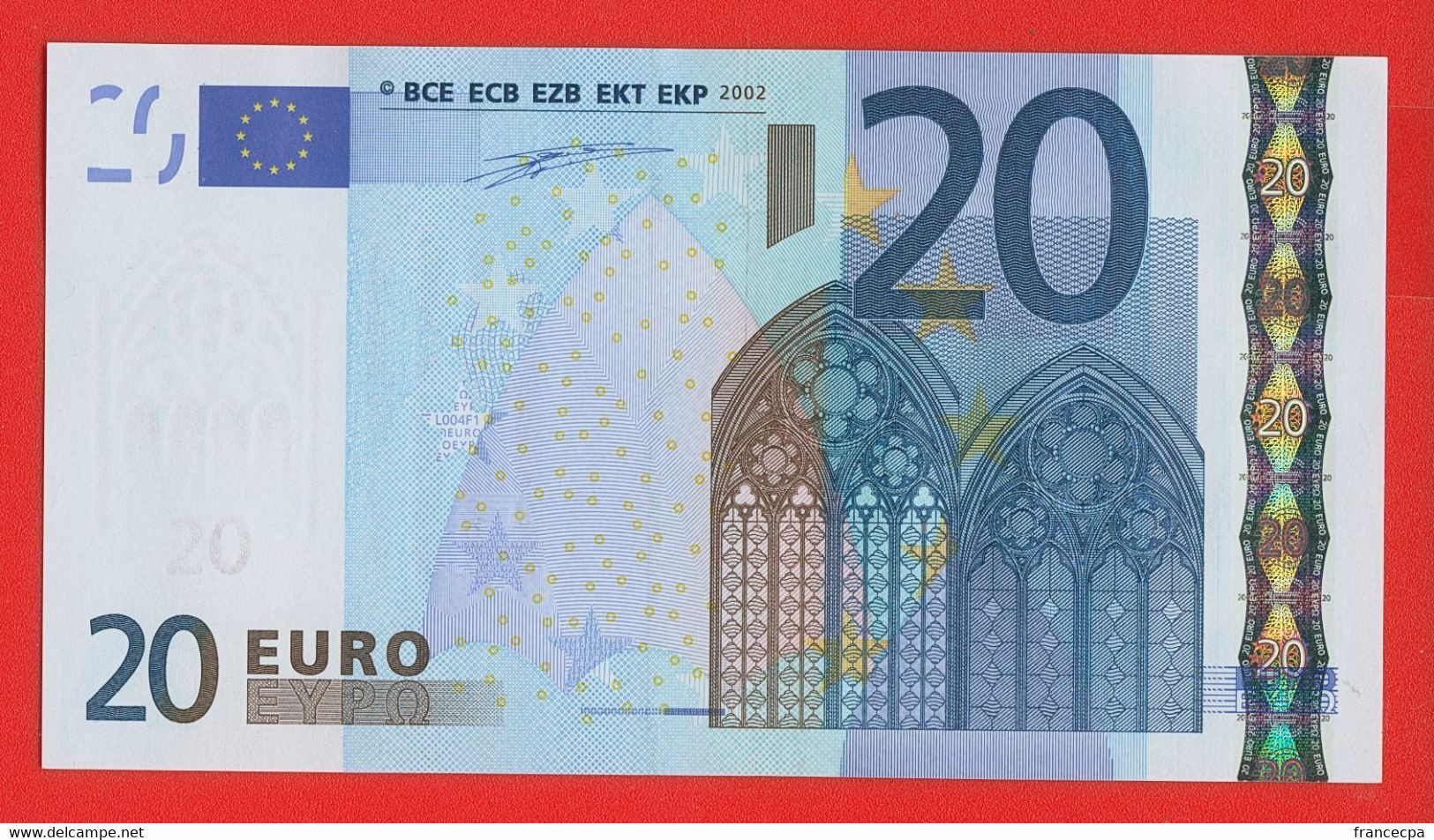 011 - BILLET 20 EUROS 2002 NEUF Signature WIM DUISEMBERG  N° U06113351525- Imp L004F1 - 20 Euro