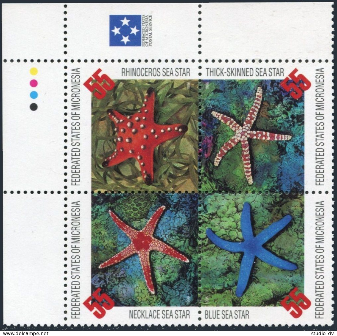 Micronesia 240 Ad Block,MNH.Michel 490-493. Sea Stars,1996. - Micronésie