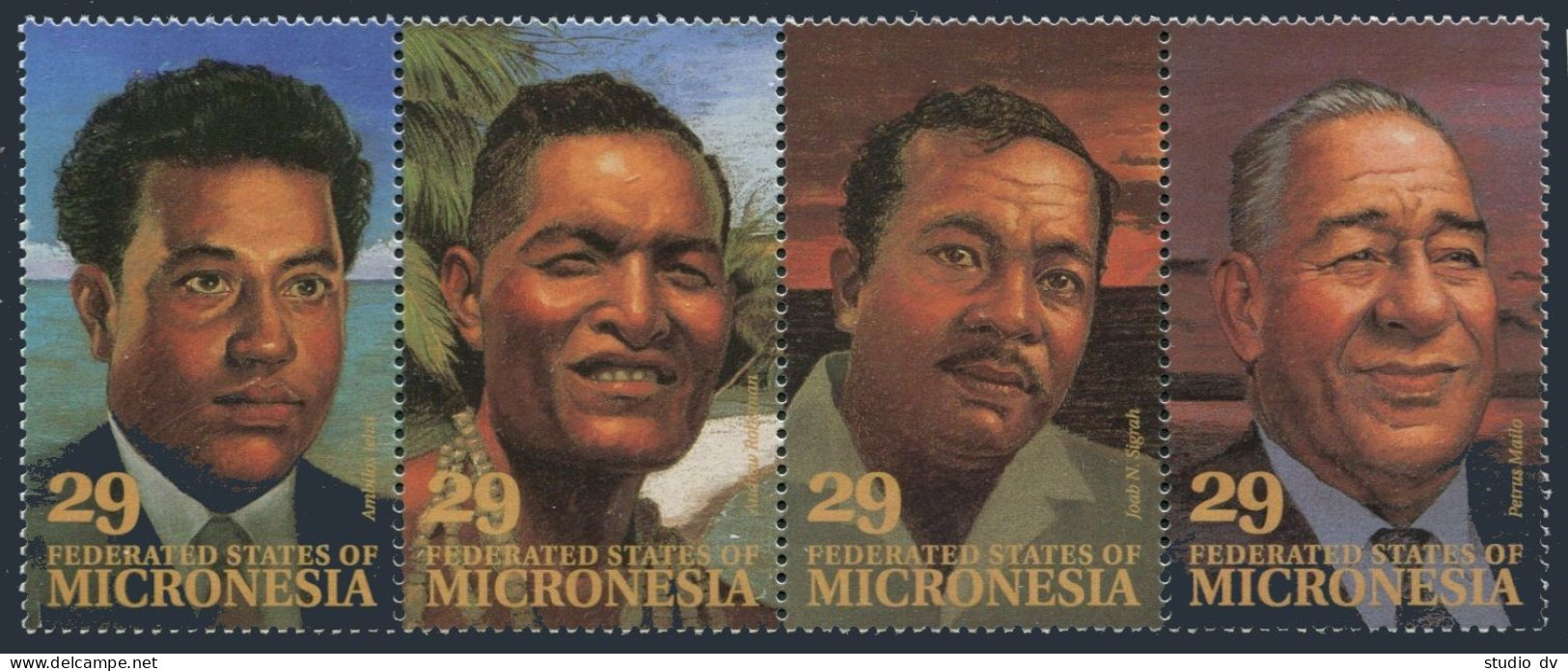 Micronesia 177 Ad Strip, MNH. Michel 298-301. Local Leaders, 1993. - Micronesië